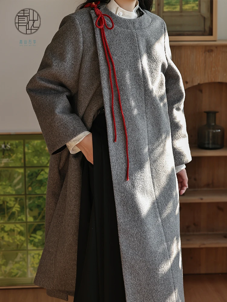 

Qingan WanHua Original Design Jinli round Ne Coat New Chinese Sle Women's Outerwear Long Sve Autumn Winter High End ...