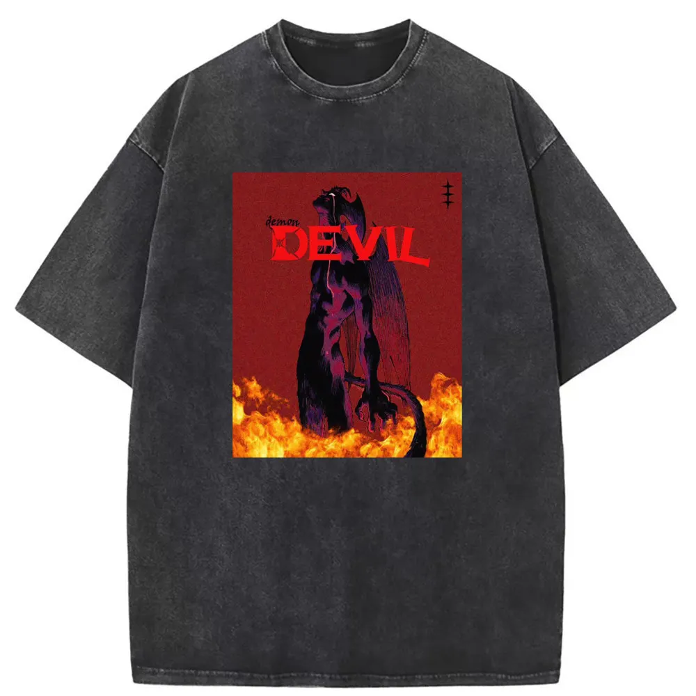 Devil Demon Tops T Shirt for Men 2023 Washed Tshirt Fashionable Sweatshirts For Women Summer Long Sleeve Halloween Tees