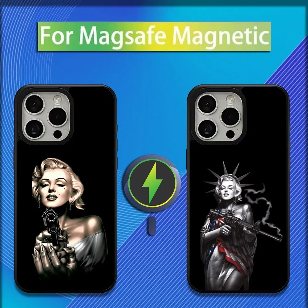 Girl M-Marilyn M-Monroe Phone Case For iPhone 16,15,14,13,12,11,Plus,Pro,Max,Mini Magsafe Magnetic Wireless Charging