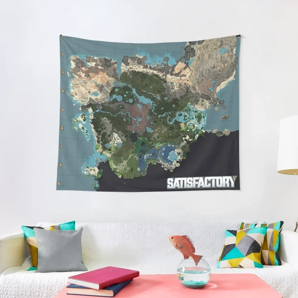 Satisfactory Game - Map Tapestry Decoration Room Bedroom Organization And Decoration Decorative Wall Tapestry