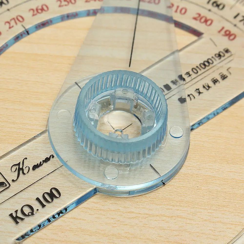 Portable Transparent Office 360 Degree School Measuring Tool Protractor Pointer Ruler