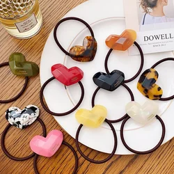 High Elastic Candy Color Acetate Hair Ring Sweet Heart Hair Rope Back Head Ponytail Rubber Band Ornament