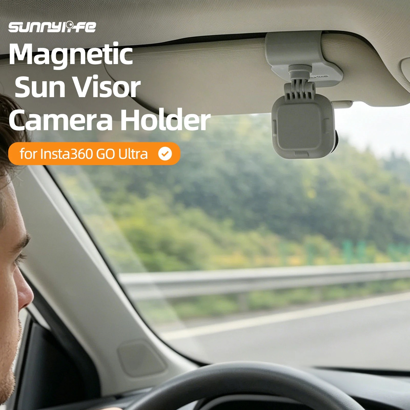 GO Ultra Magnetic Car Clip Mount for Insta360 GO Ultra Flexible Action Camera Holder with  360° Adjustable Angle for Vlogging