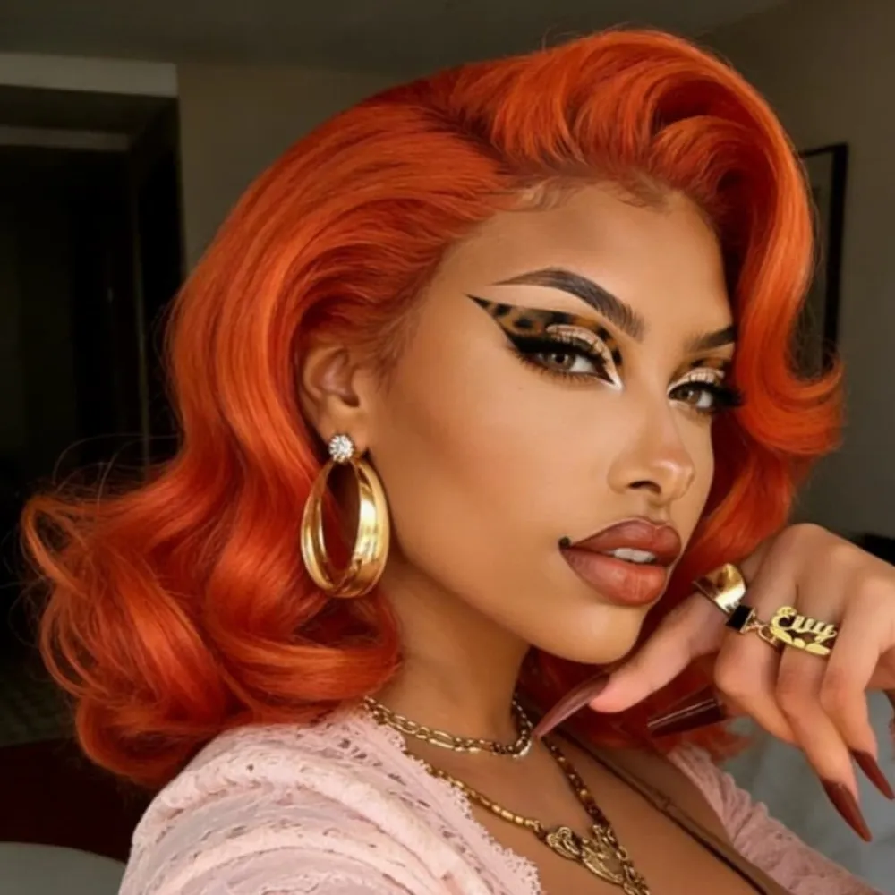 

Парик с кружевной передней частью Ginger Orange Bob Body Wave, 13x4 HD, из натуральных волос, плотность 200%, для женщин
