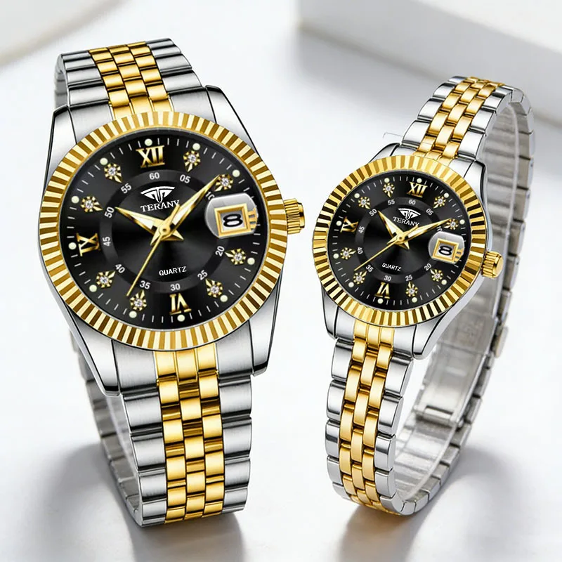 

New fashionable men's and women's couple watches, luminous calendar watch, casual quartz watch, couple wristwatch