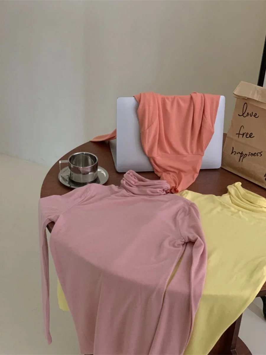 القطن الخالص ذاتية التدفئة اللون المنسوجة قاعدة irt عالية Ne Ice Cr اللون تي شيرت محبوك طويل Sve جولة Ne سترة