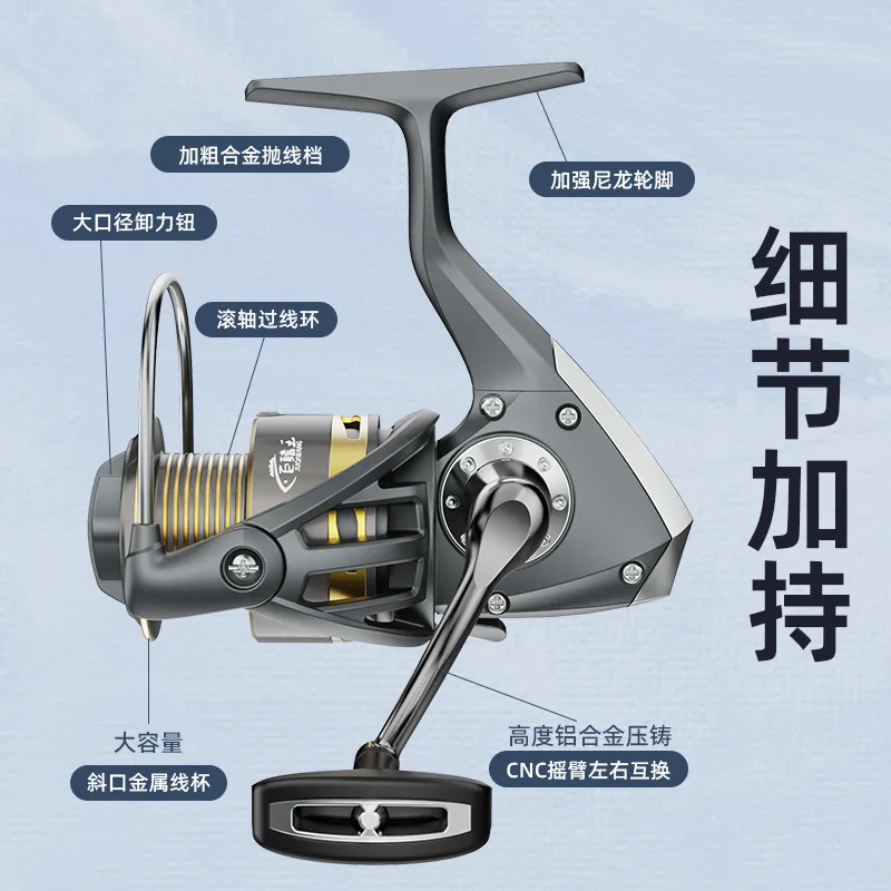 Fishing wheel metal spinning wheel long-distance investment special Luya  genuine fishing  sea pole throwing rod