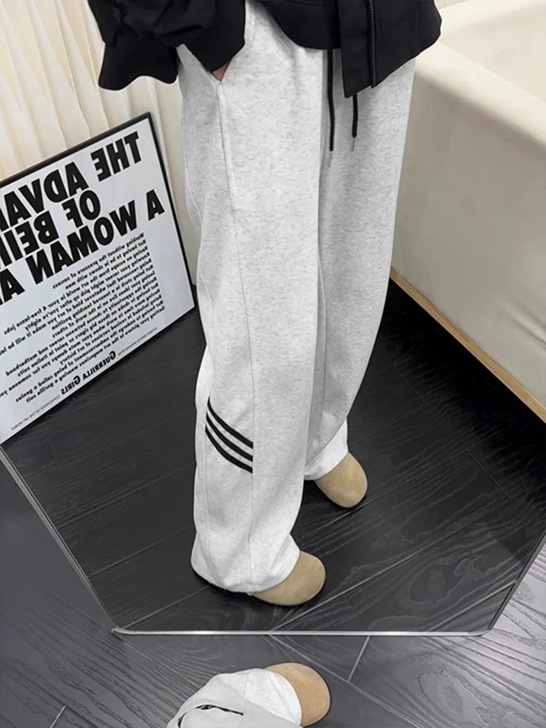 

Мужские брюки Cleanfit из ткани с поясом и манжетами, осенние модные спортивные брюки с полосками, прямые длинные брюки-клеш