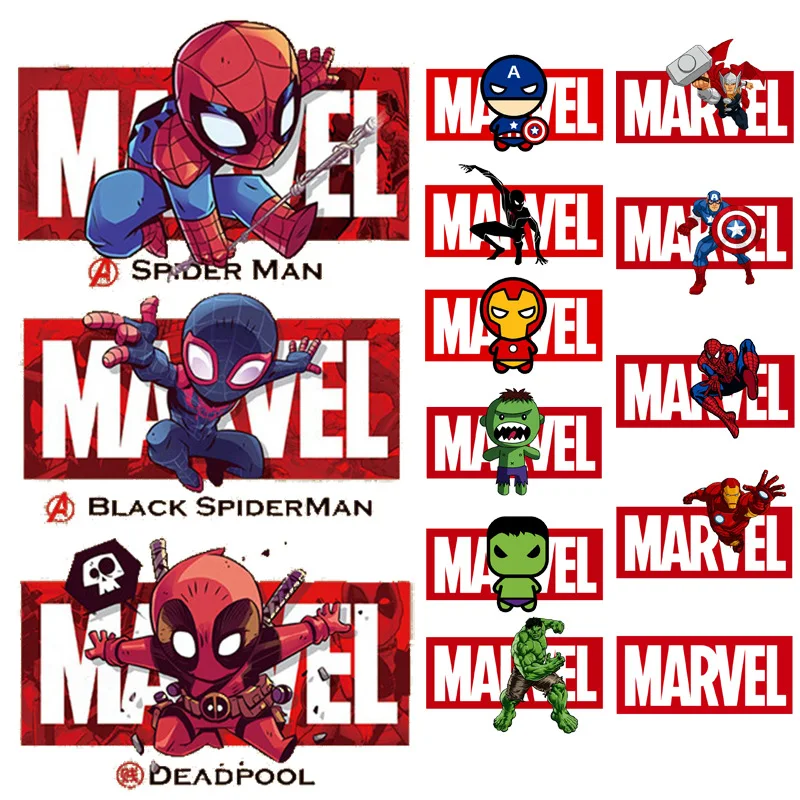 Disney Marvel Spiderman superhero Iron Man hulk Cartoon Iron on Heat Transfer Patches Stickers Clothes Accessories Children Gift