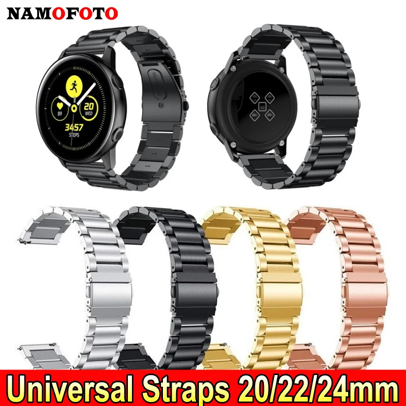 20mm 22mm 24mm Watch Strap for Samsung Galaxy Gear S3 Watchband Classic Active2 Stainless Steel Bracelet for Huawei Amazfit Band