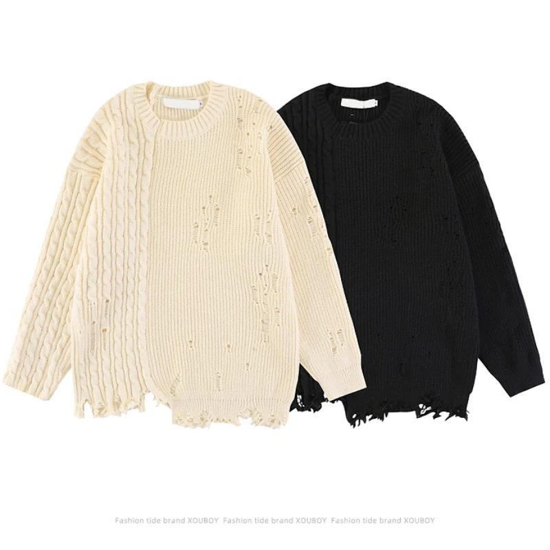 Sweater Pullover Men's and Women's Same round Neck Raglan Sleeve Loose Long Sleeve Solid Color Autumn and Winter Design Knitted