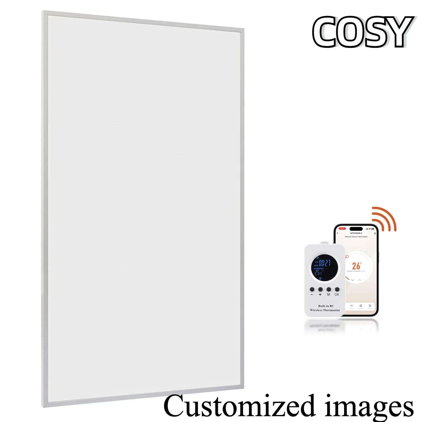 COSY T-360W Indoor Space Infrared Heating Panel Made of 100% Flame-Retardant Material for RapidHeating APP Controls 7X24 Timer