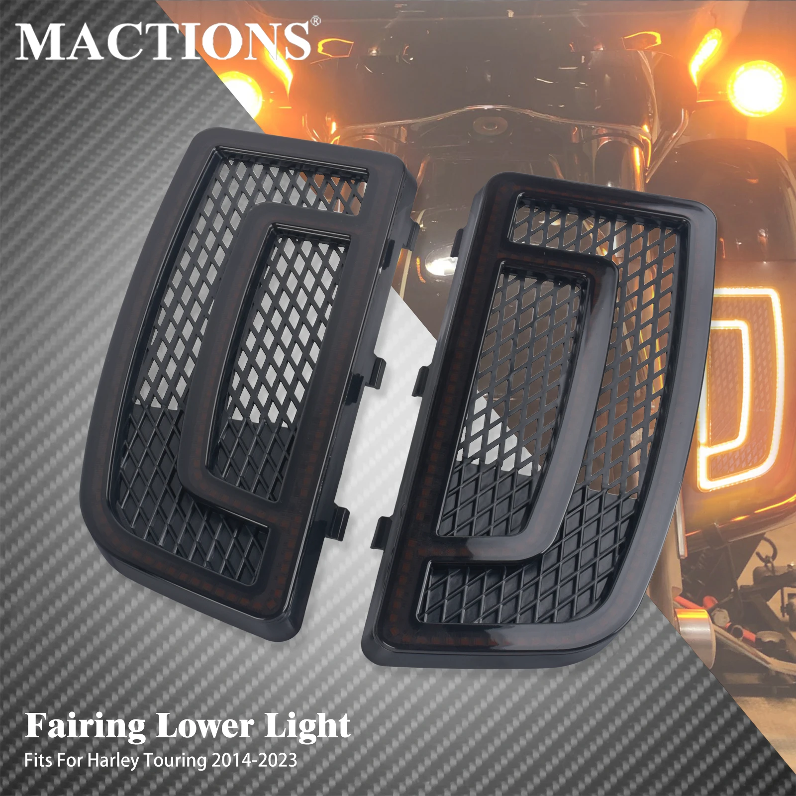 

Motorcycle Fairing Grille LED Turn Signal Running Lights Lamp For Harley Touring Road King Electra Street Glide 2014-2023