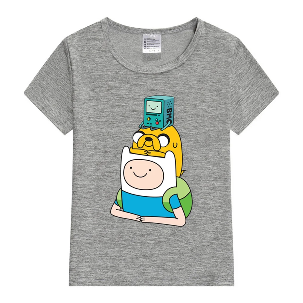 Finn Jake BMO Kids T-Shirt 2024 Girls T-Shirt Cute The Kids Print Summer Fashion Girls Clothes Short Sleeved T-Shirt Tops