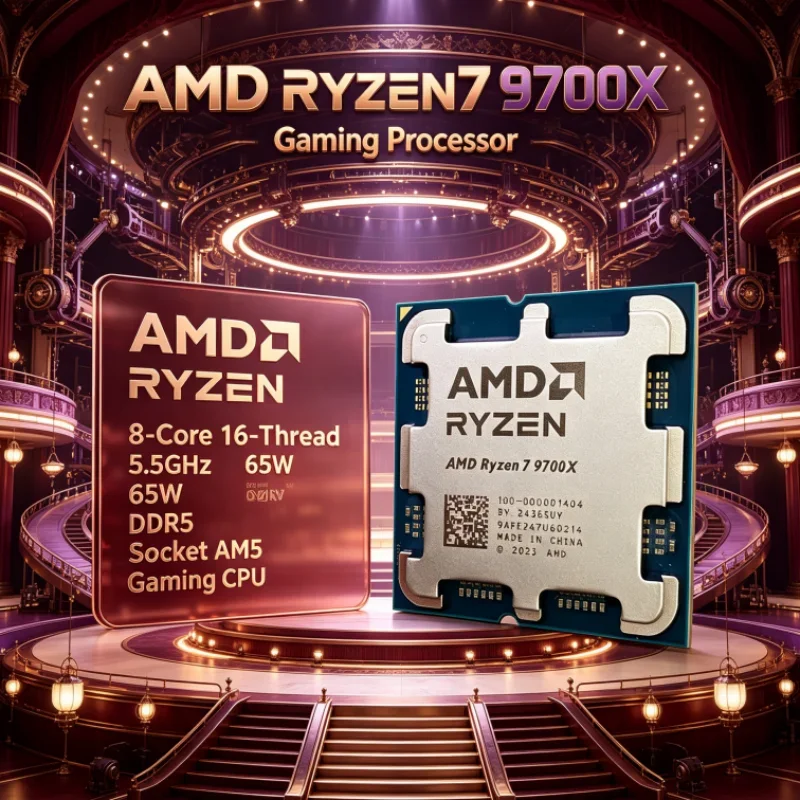 AMD Ryzen 7 9700X 8-Core 16-Thread 65W without fan DDR5 Socket AM5 L3=32M 4NM Up to 5.5GHz 3.8GHz PCIe 5.0 Gaming CPU