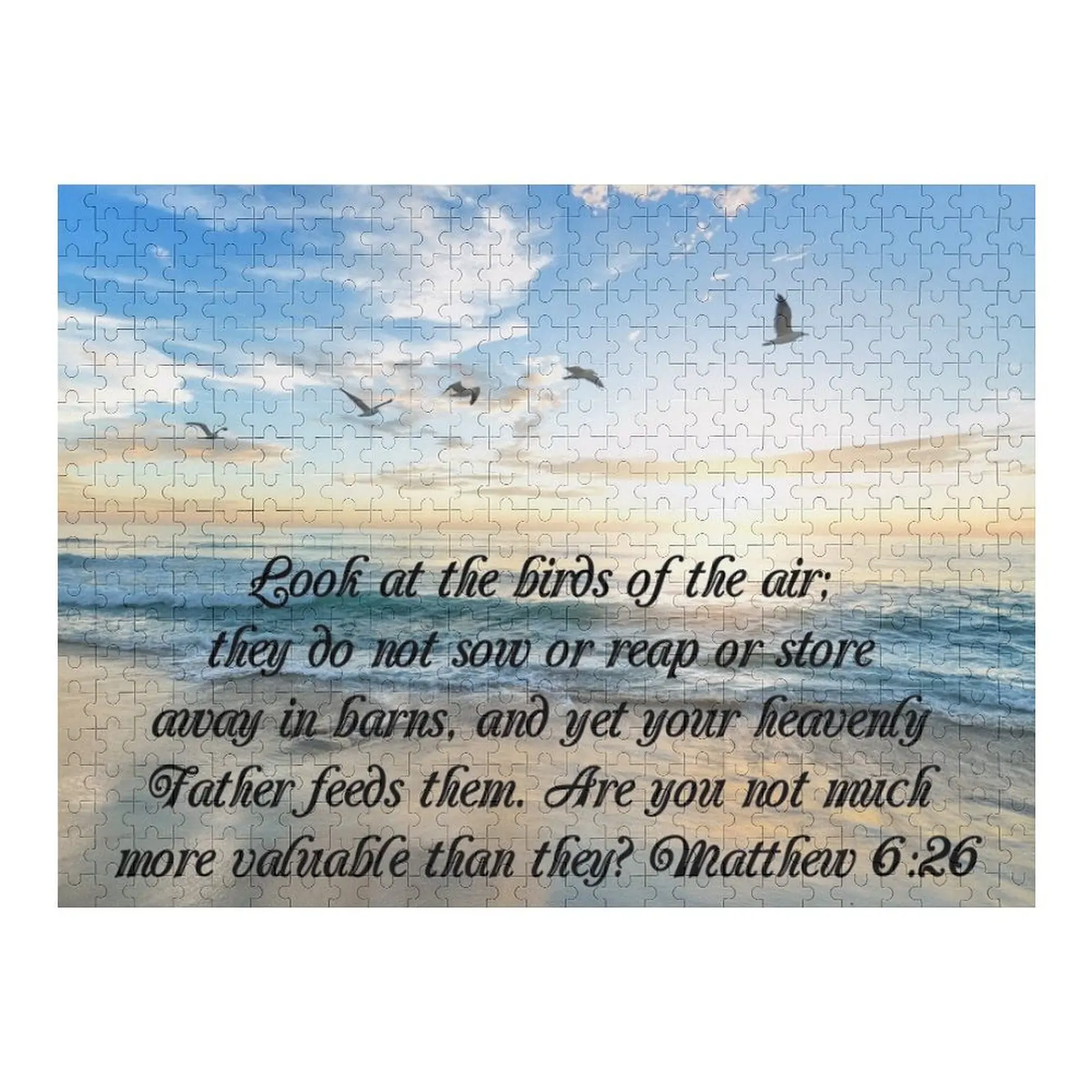

Matthew 6:26 Verse, Beach Sunset Jigsaw Puzzle Jigsaw Custom Photo Customized Gifts For Kids Personalized Gift Ideas Puzzle