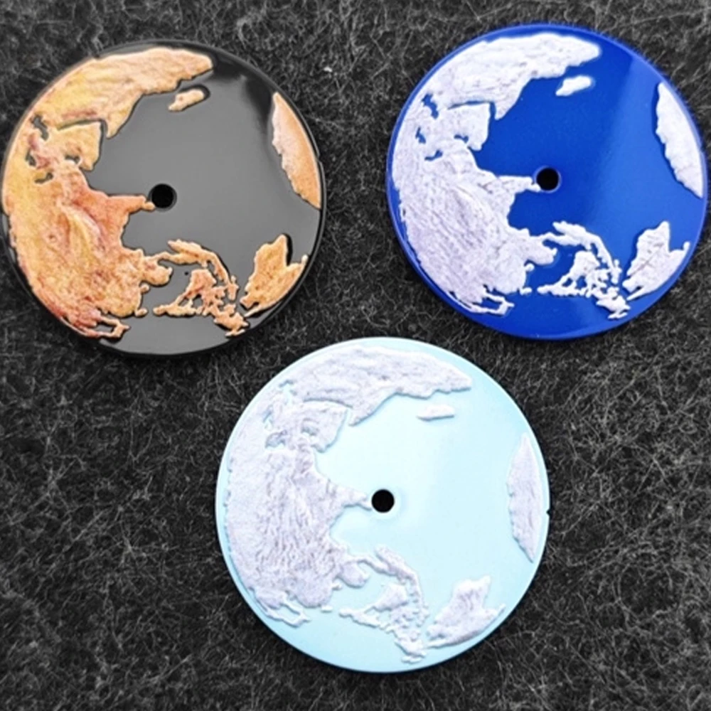 

NH35 Dial 28.5mm, No Luminous Earth Pattern Watch Dial Watch Accessories for NH35 NH36 Movement, No Calendar Watch Face