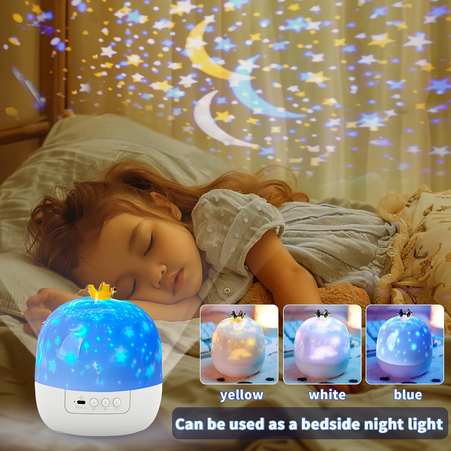 Night Light for Kids 360°Rotating Baby Night Light Projector Star Light Projector for Bedroom Ceiling Projector Kids Space Gifts