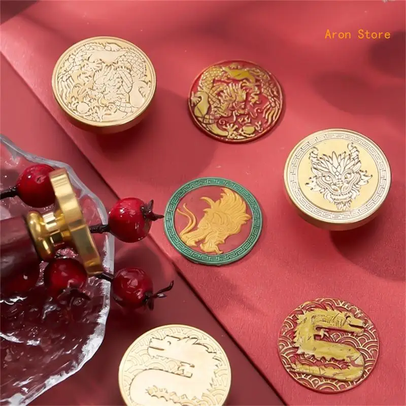 Tête tampon cire à Dragon, pour carte-cadeau du nouvel chinois, enveloppe lettre H3CF