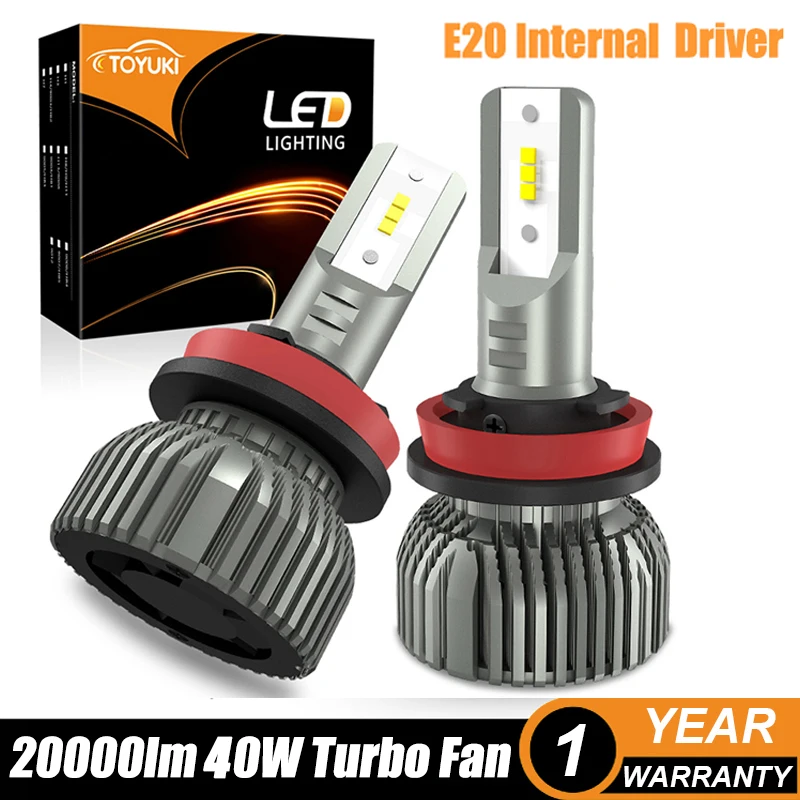 TOYUKI 2Pcs Led H11 Turbo For Car Headlight Bulb 20000lm 50W 9005 9006 HB3 HB4 6000K Auto Lamp Turbo Led White 12V