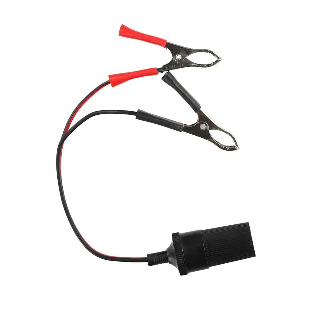 High-Power 12V 24V Car Cigarette Lighter Socket To Battery Alligator Crocodile Clip Connector Extension Cable Adapter Socket