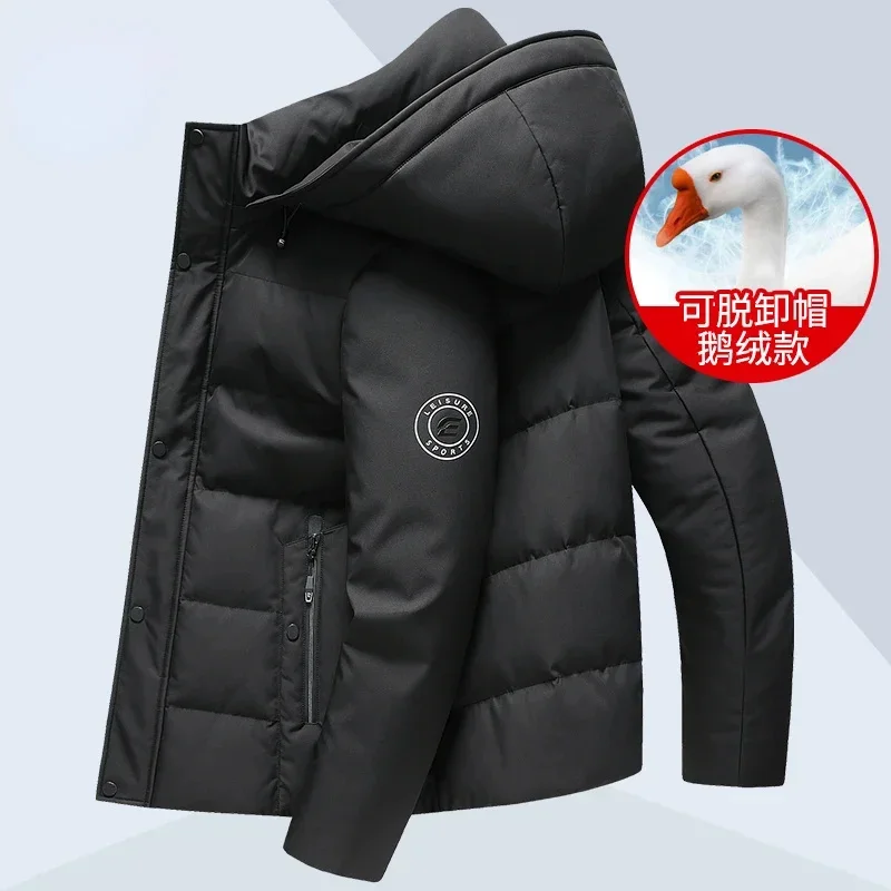 Goose Down Jacket Men Winter Puffer Coats Casual Short Hooded Luxury Brand High Quality Man Clothes 2025 New Korean