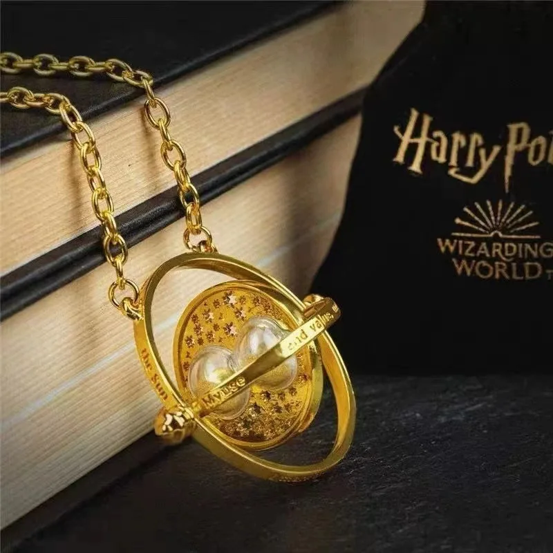 Harried Potter TimeTurner Hourglas Necklace Pendant Toys Keychain Earring Time Changer Action Toy Figures Kids Jewelry Gifts