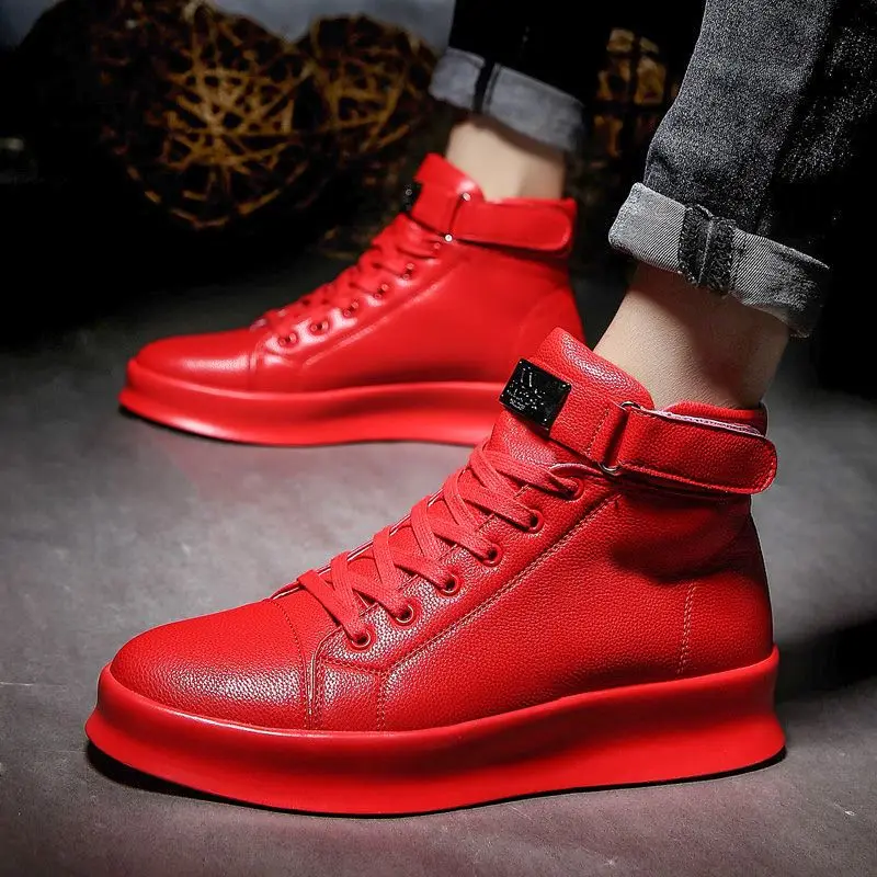 Brand Red High Top Sneakers Men Casual Sneakers Streetwear Hip Hop Luxury Designer Shoes Men Skateboard Shoes Platform Trainers