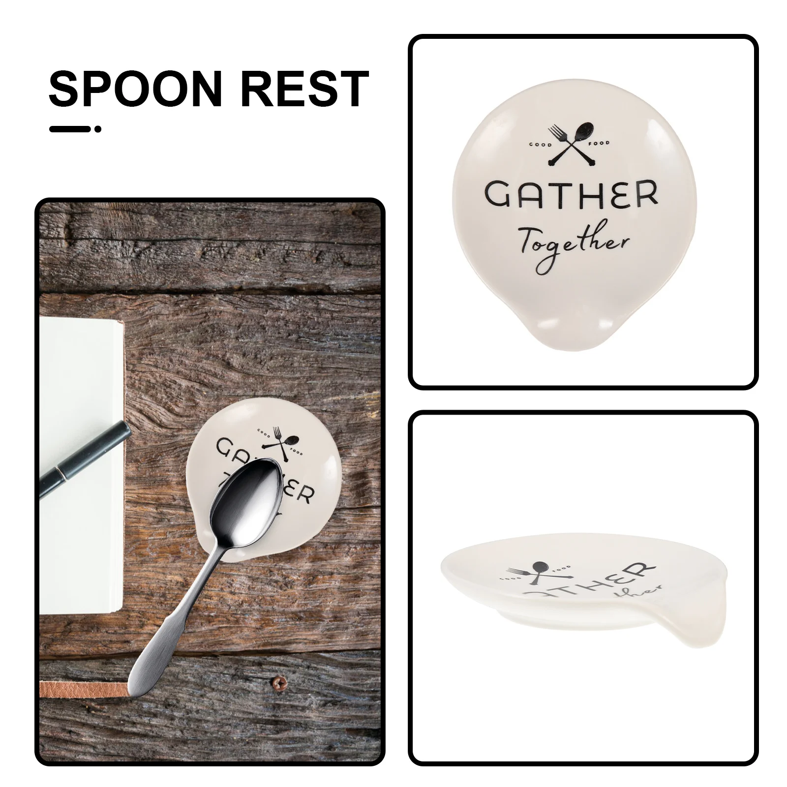 

Compact Ceramic Spoon Rest Elegant Style Material Safe Use Easy Clean Sturdy Dinner Scoop Holder Spoon Rest