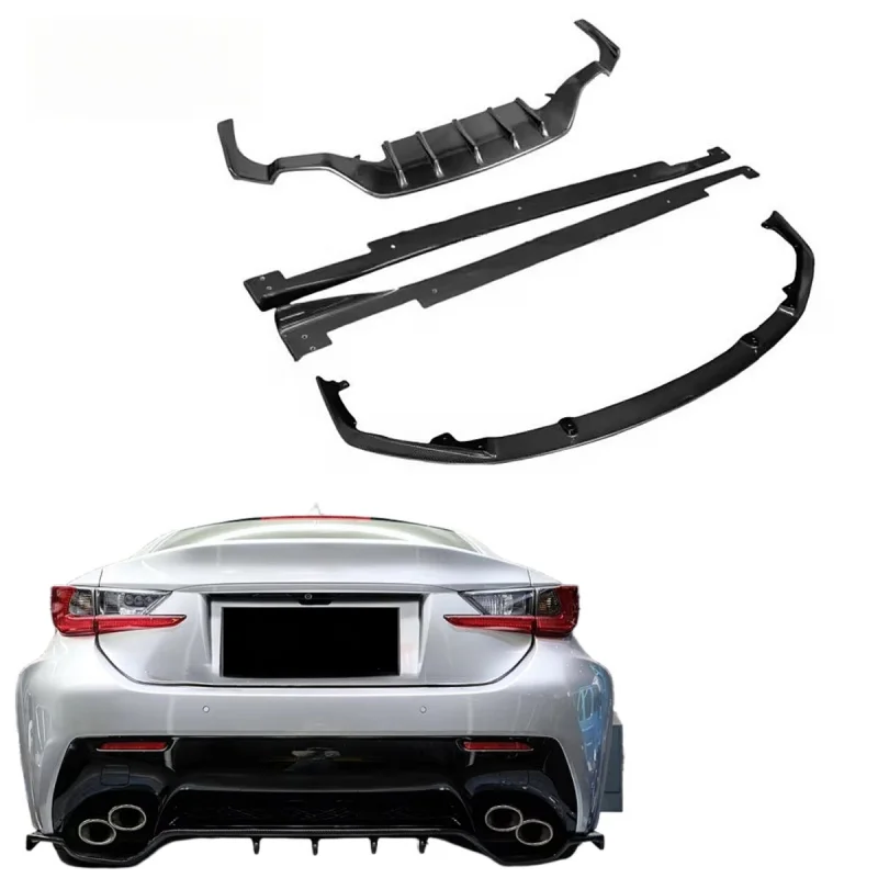 High Quality Carbon Fiber Front Lip Side Skirt Rear Diffuser Spoiler Exterior Mod Parts Fit RCF Coupe