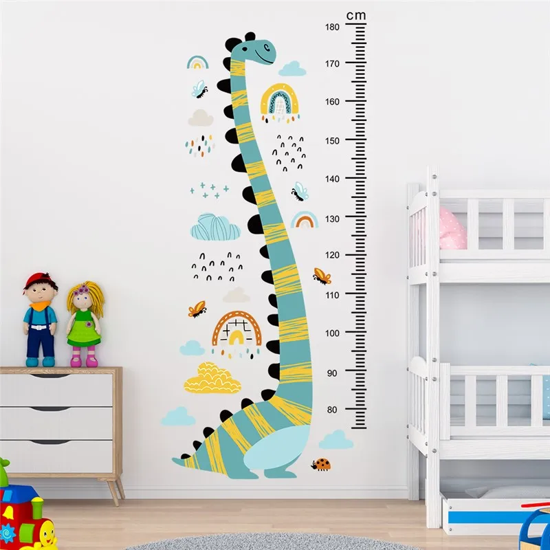 Cartoon Diplodocus Dinosaur Wall Sticker For Measuring Height Kids Room Decoration Animal Mural Art Diy Home Decals Pvc Posters