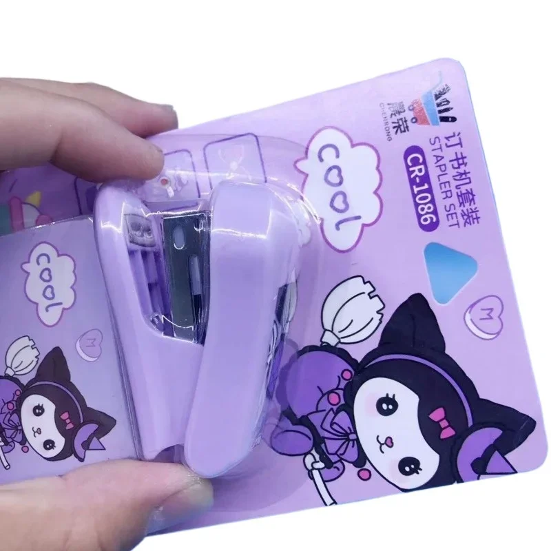 Sanrio Kuromi cute cartoon stapler mini set student stationery binding machine test paper stapler school gift office accessories