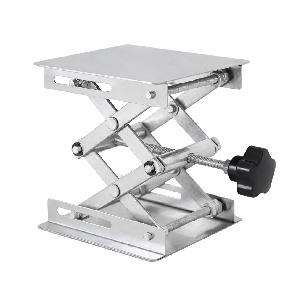 Stainless Steel Lab Jack Silver Adjustable Height Scissor Stand Platform Tabletop Platform Scissor Lift Design Lab Lift Stand