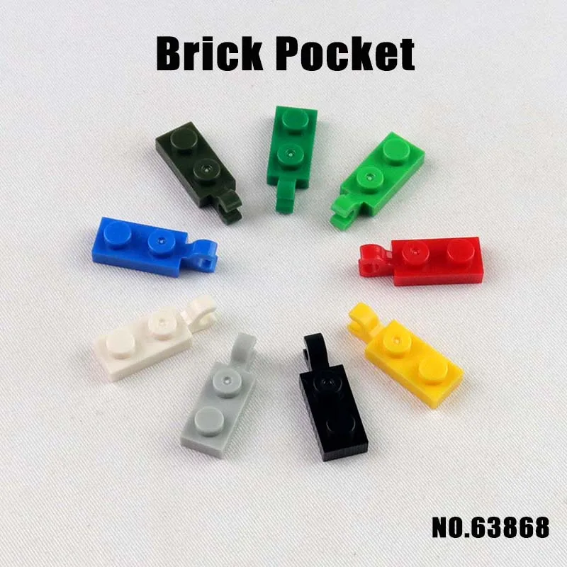 100 Stück Teil 63868 42923 Platte modifiziert 1x2 mit U-Clip am Ende MOC DIY Baustein Ziegel Spielzeug