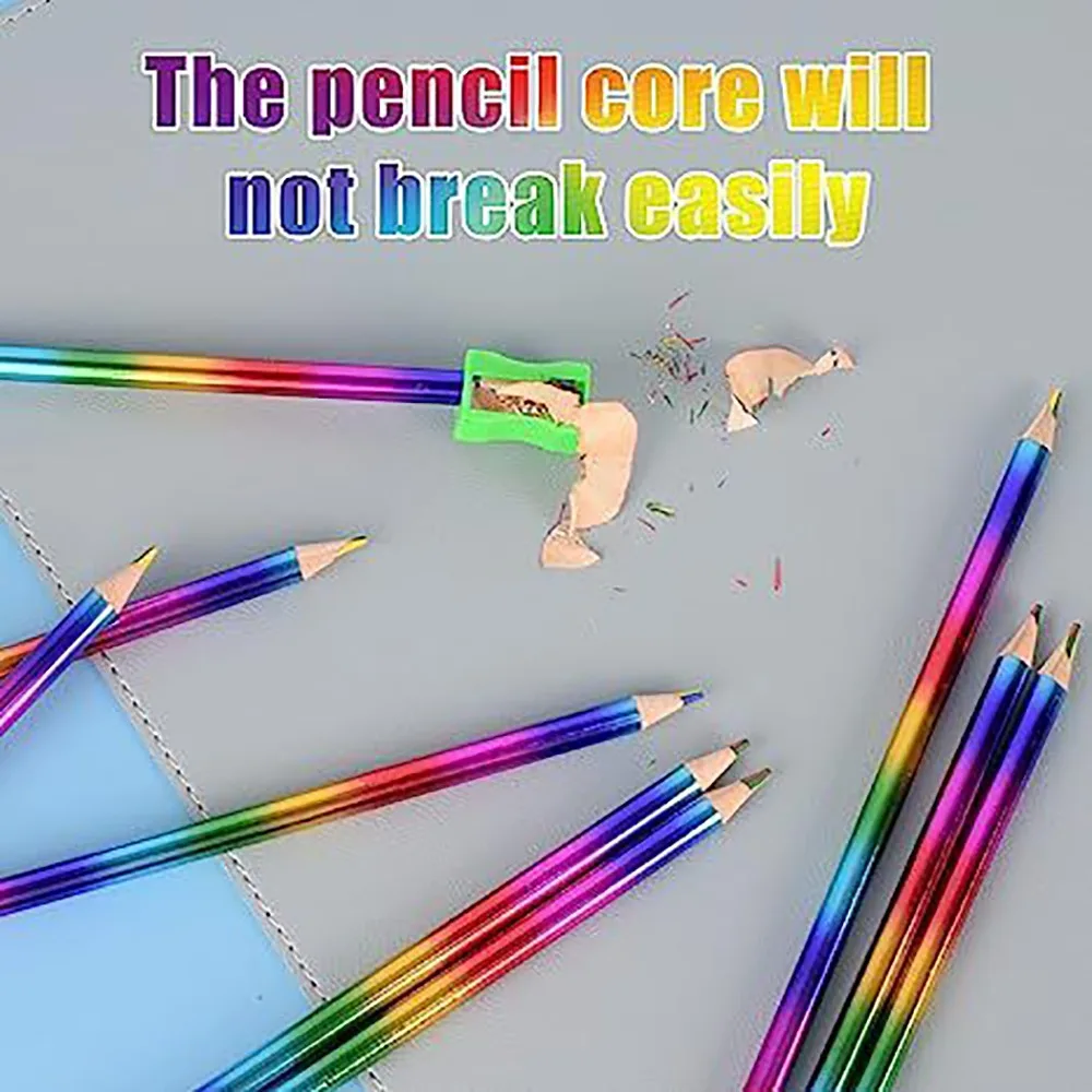 

12Pcs Pencils Rainbow Pencils Colorful Wooden Concentric Rainbow Color Pencil Graffiti Crayons HB Rainbow Colour Pencil Set