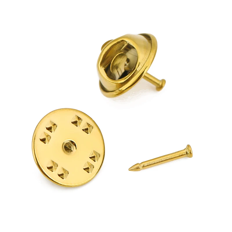 10sets PVD Never Fade Stainless Steel Brooch Pins Locking Lapel Badge Holder Nail Tie Tack Back Supplies For DIY Jewelry Making - view 4