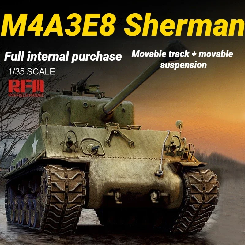 ライフィールド組み立てタンクモデルキット,内部バージョンRM-5042のrfmタンク,中型タンクm4a3 sherman,1:35,rfm