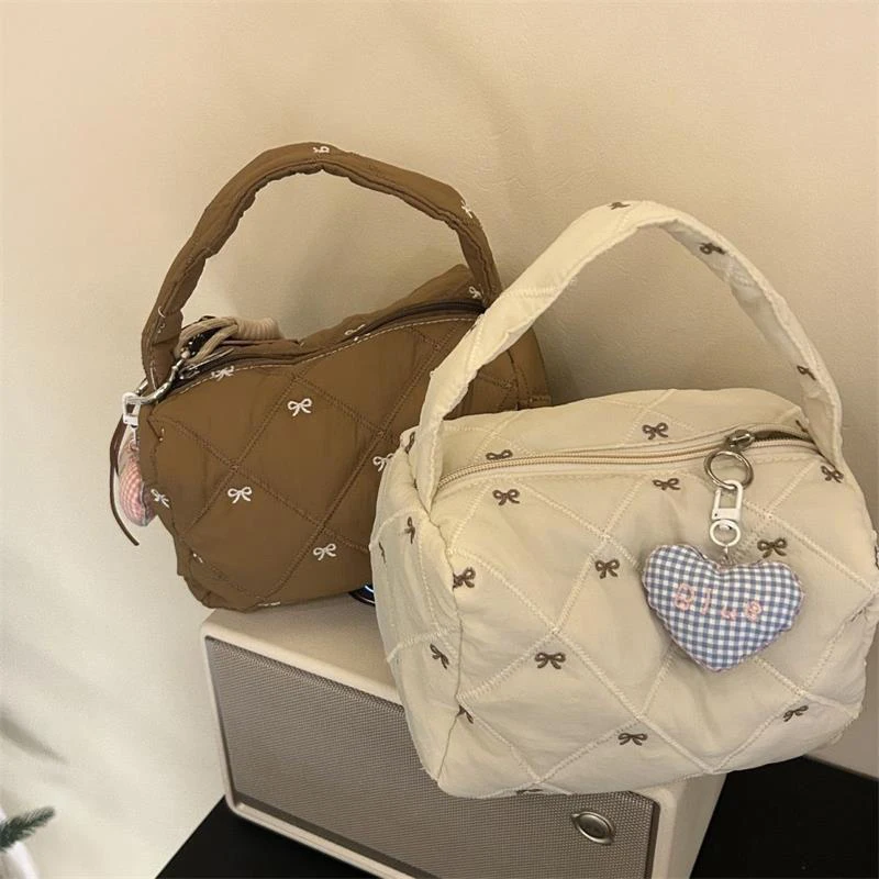 

Cute Bowknot Cosmetic Bag Women's Large Capacity Shoulder Tote Fashion Portable Sundry Organizer Bag Travel Wash Bag Gift