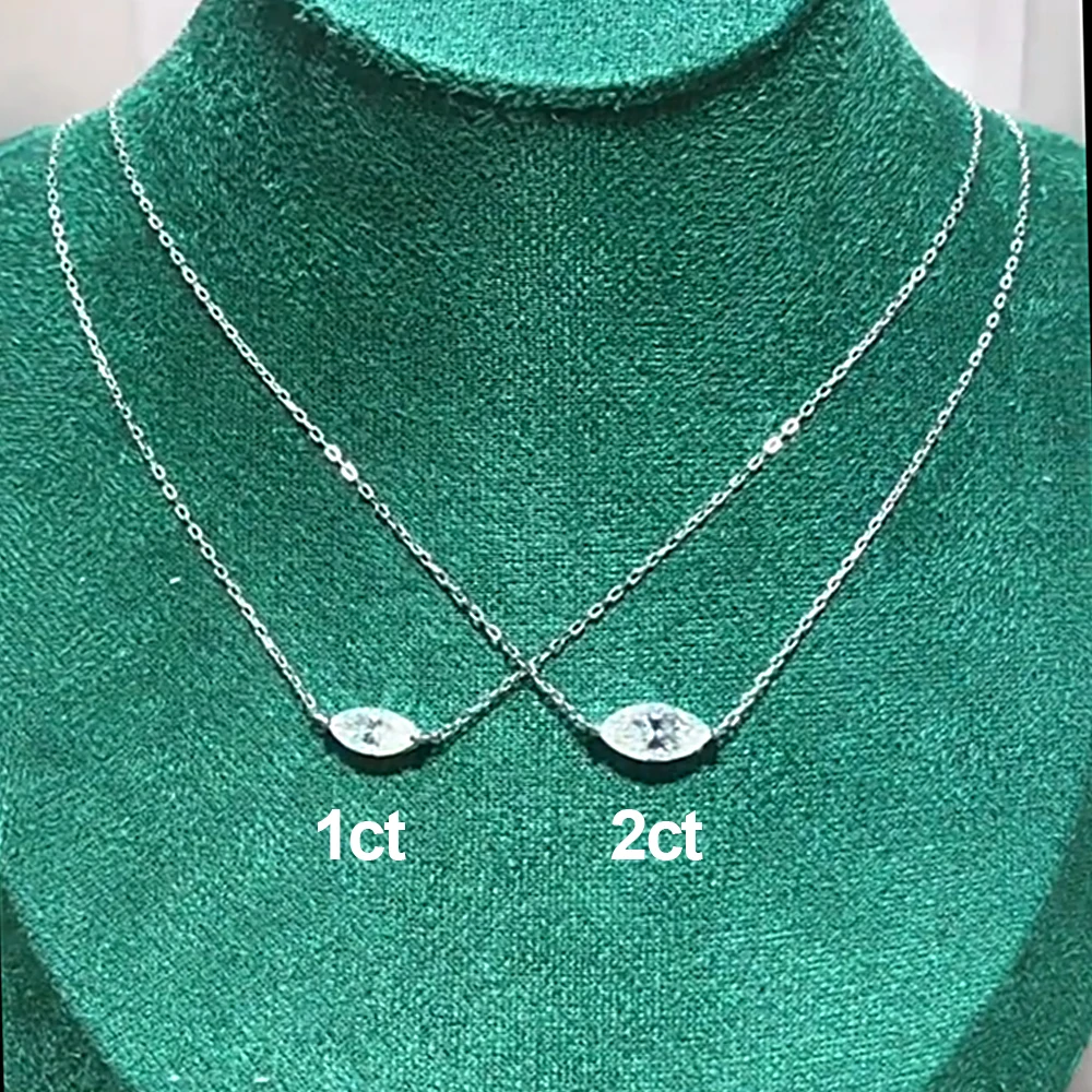 1-3CT شرق غرب ماركيز شكل مويسانيتي القلائد للنساء 925 فضة فريد قلادة سلسلة عنق هدايا وصيفات الشرف #2