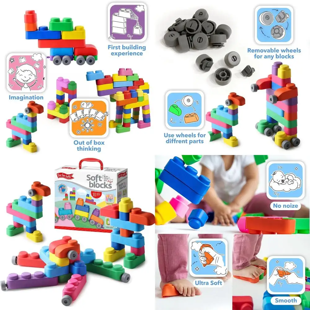 Toddler-Friendly Soft Building Blocks, 81-Piece STEM Set, Promotes Creativity & Motor Skills for Ages 1-3