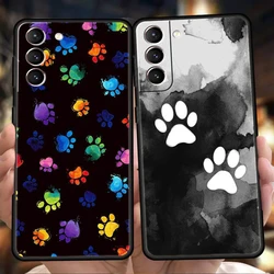 Dog Footprint Paw Cute Phone Case for Samsung Galaxy S24 S23 S22 S20 S21 FE Ultra S10 S10E S9 S8 Plus 5G Silicone Soft Cover Bag