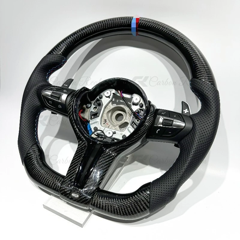 Real Carbon Fiber Steering Wheel For BMW F30 F31 F34 F20 F21 F22 F23 F32 F33 F34 1~4 Series Perforated Leather Sport ATV UTV