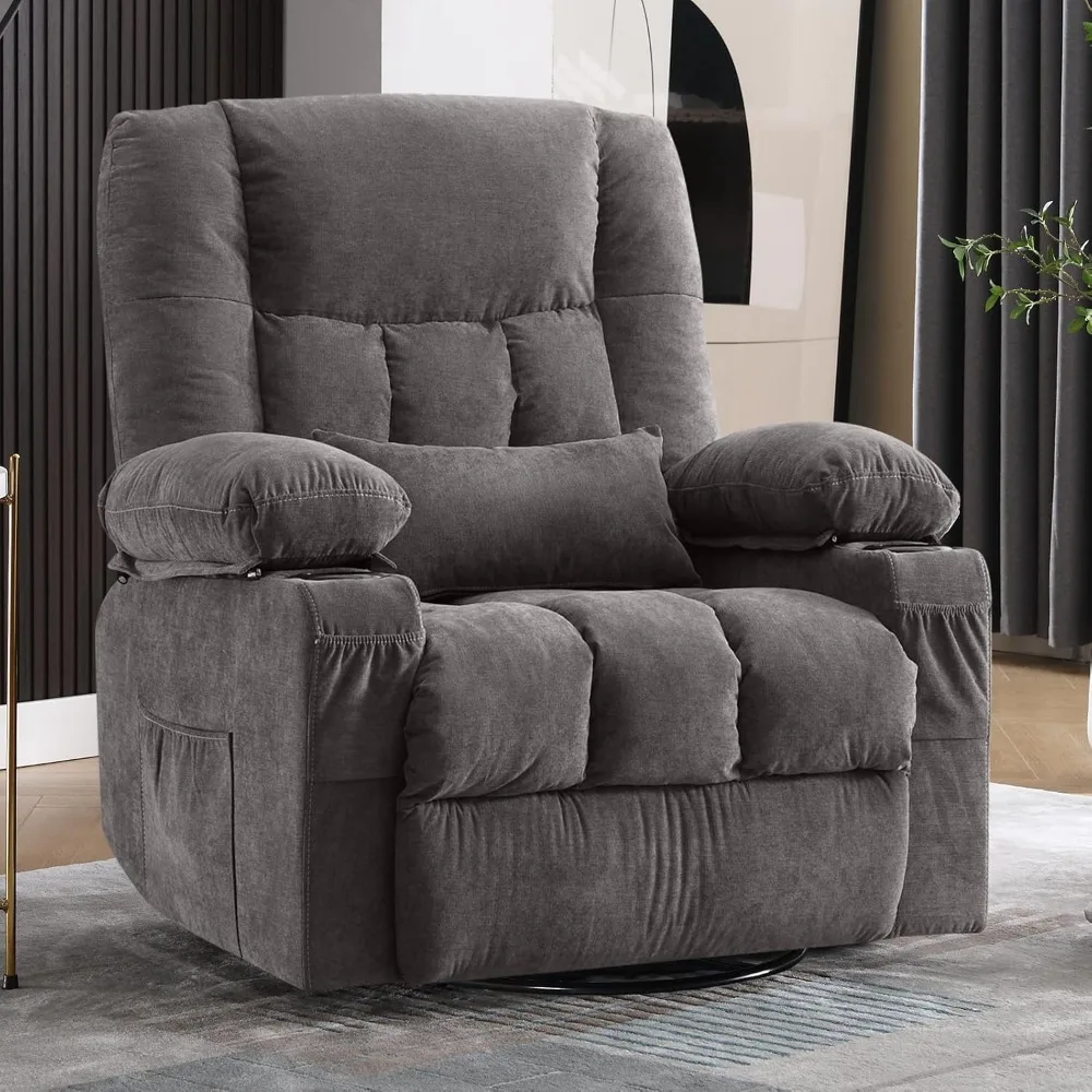 Massage Swivel Rocker Recliner Chair with Vibration Massage and Heat Ergonomic Lounge Chair for Living Room