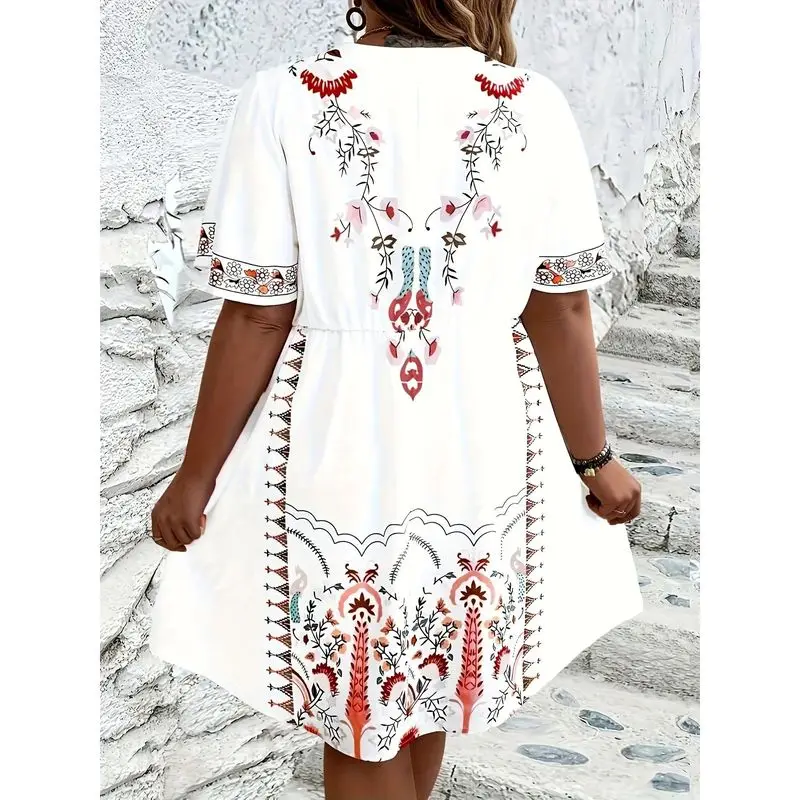 

Женское платье Cleanfit средней длины А-силуэта из полиэстера с геометрическим принтом, больших размеров, коллекция Sve Thi Winter