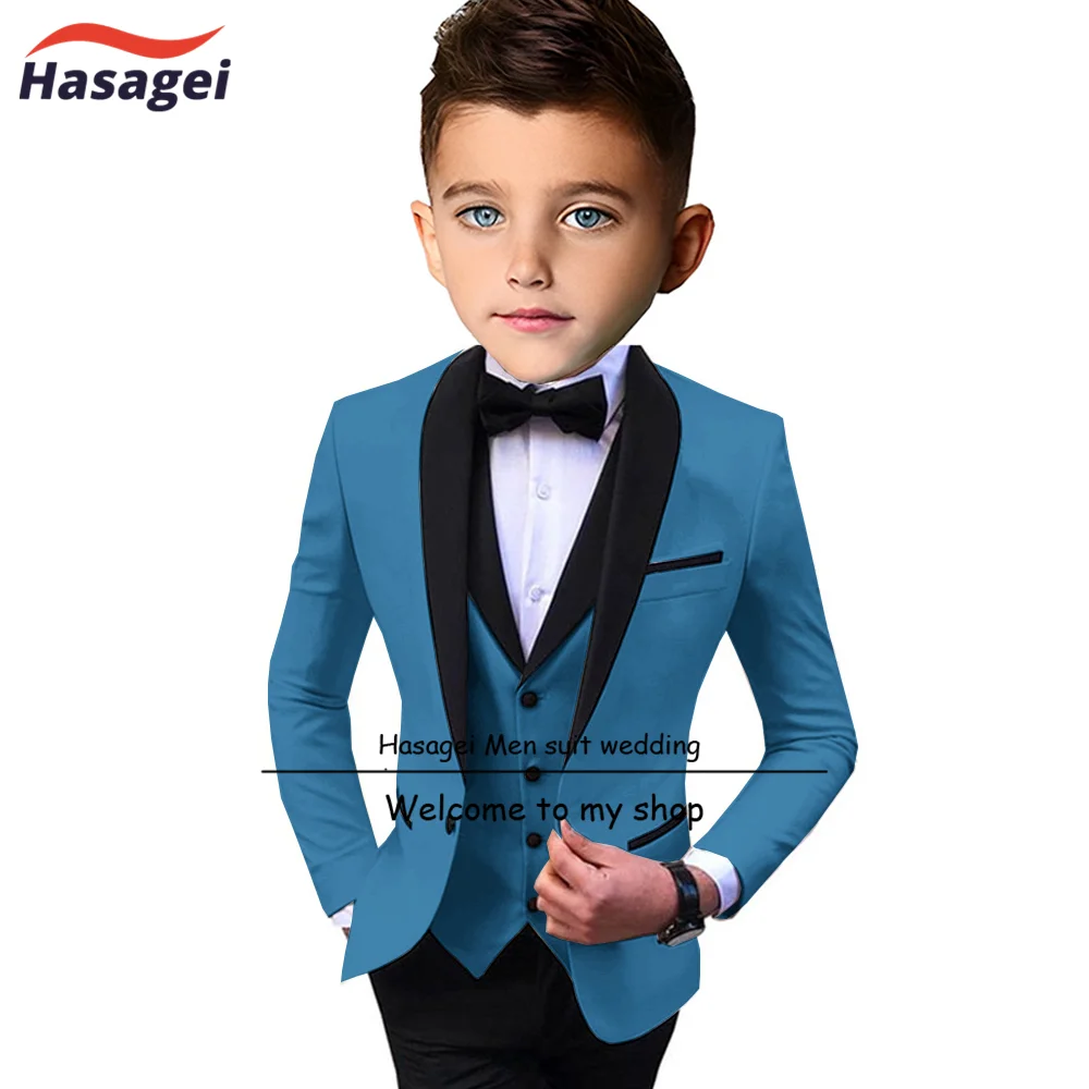 Vestito ragazzi smoking da sposa 3 pezzi giacca pantaloni gilet cravatta formale bambini festa vestiti 2-16 anni Blazer