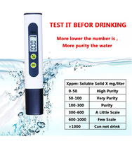 TDS test Pen home two-key water quality testTDS Meter 0-9990ppm Digital PH Meter 0.01 PH High Precision Pen Water Tester TDS&PH