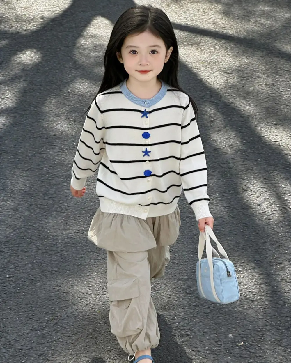 

spring summer baby girl clothes kids coat Silk wool knitted cardigan High quality ocean style button striped cardigan