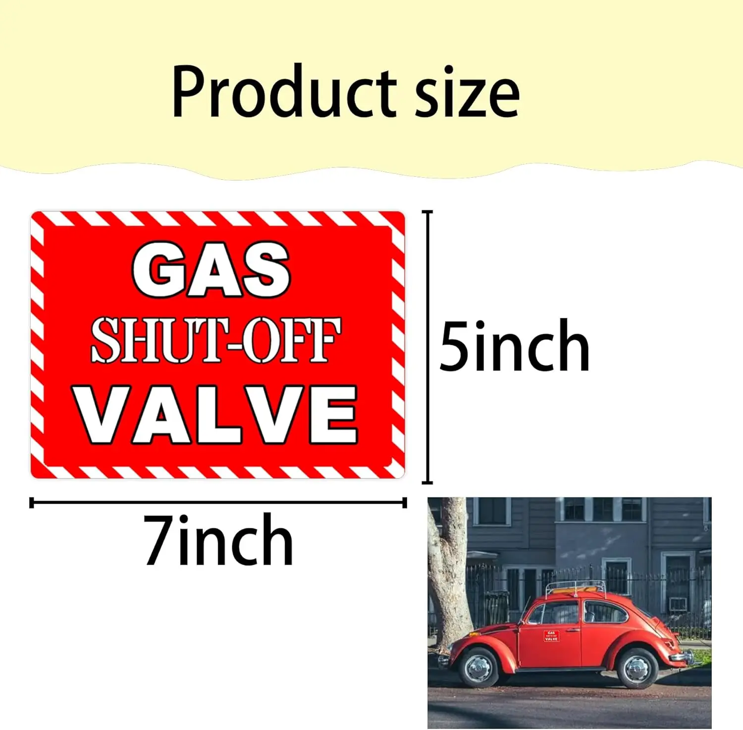 Gas Afsluitklep Sticker Gas Afsluitklep Gevaar Noodlabel Sticker 7X5 Inch 5 Stuks