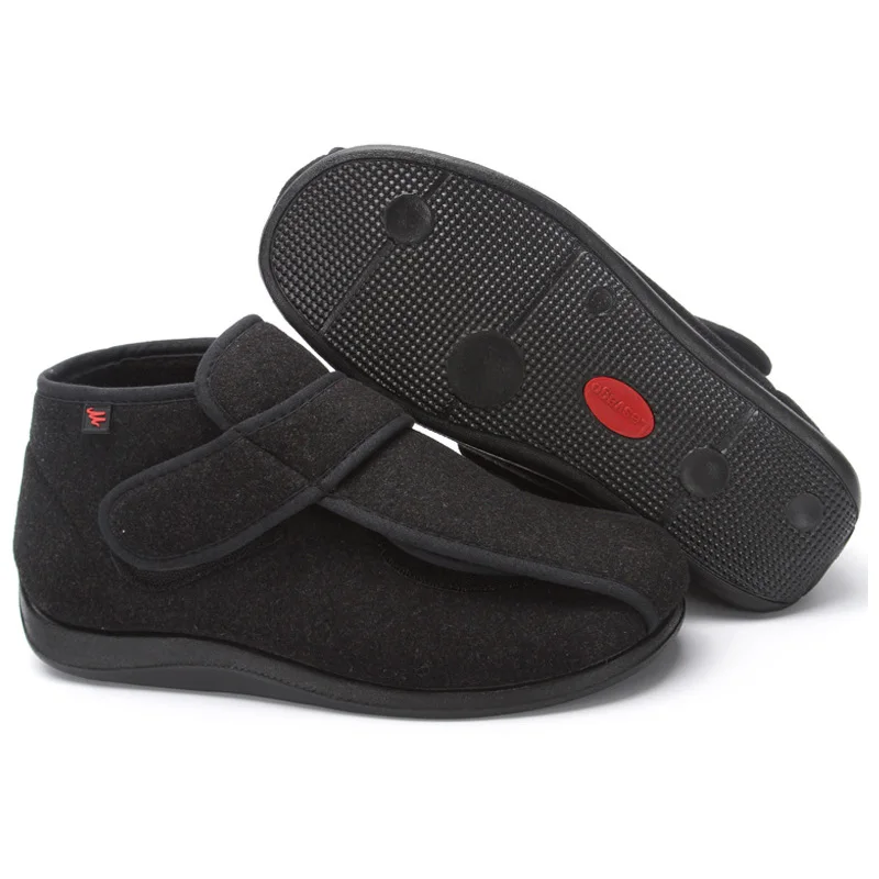 Winter Diabetes Warm Comfortable  HOOK & Magic Adjustable Ppen Toe Boots Breathable Upper Non-slip Wear-resistant Sole In Fleece