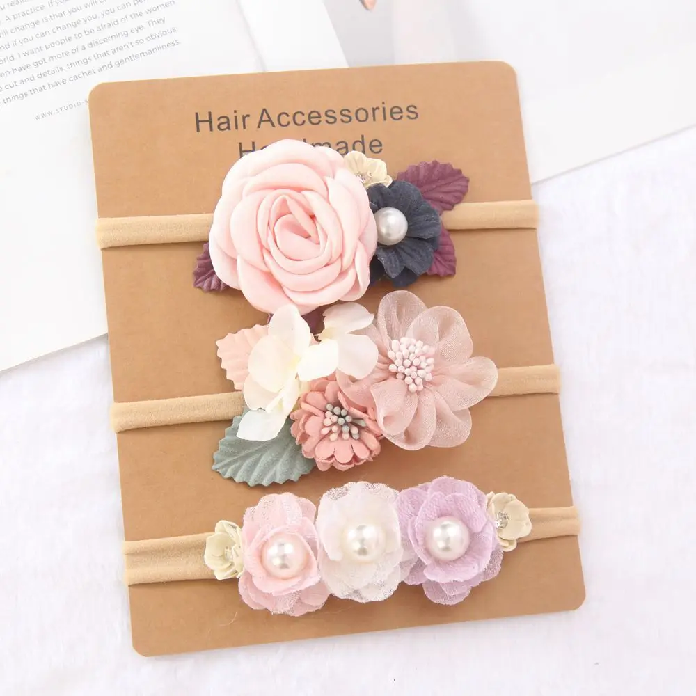 Baby Girl Headband Cute Baby Elastic Hair Band Newborn Head Flower Toddler Headband Headwear Kids Accessories 3pcs/set